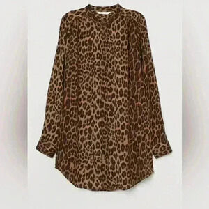 H&M Cheetah Chiffon Blouse Size Small